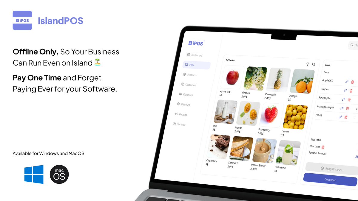 dhruvilxcode's tweet image. I'm thrilled to Announce Launch of IslandPOS Software.
Offline-Only POS, So Your Business Can Run Even on Island 🏝️.
No Subscription, Pay One Time and Forget Paying Ever for your Software.
Check now 👇
islandpos.vercel.app
#indiedev #techtwitter