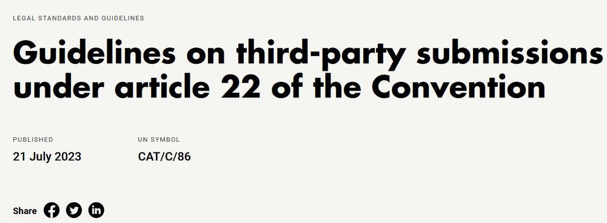 🚨🆕Guidelines open the possibility to submit Third Party Interventions to UN anti torture Committee🙌 🇺🇳

ishr.ch/latest-updates…