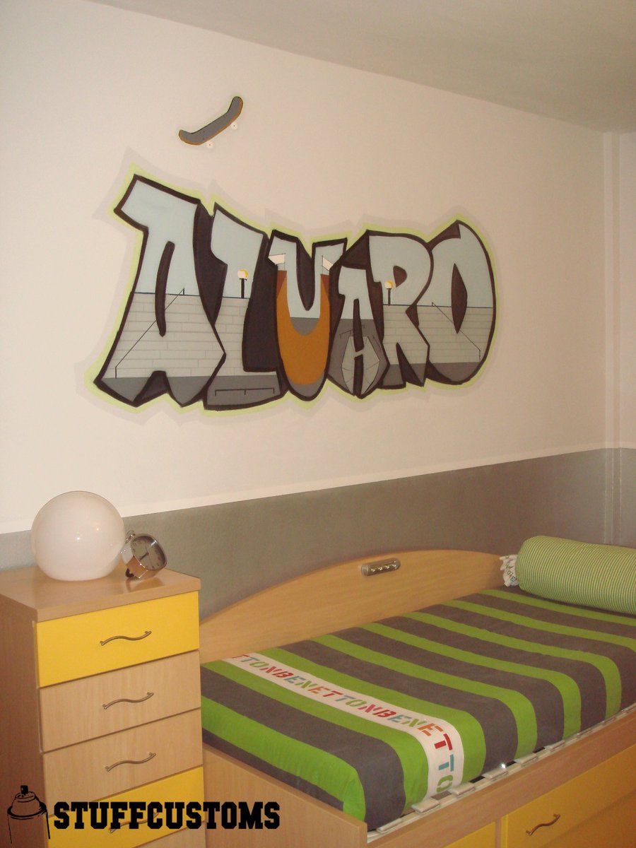 Stuffcustoms's tweet photo. DecoRoom con temática Skatepark 😊😎👍🏽 Alvaro letters 👊🏽
#stuffcustoms #murales #decor #graffiti #custom #barcelona #alvaro #painting #skatepark #skate #room #personalizados #paredes #stuffcustomsbarcelona #graffitiartist #artesanal #handmade #letters #muralism #graffitistyle https://t.co/Z4CEWc0yWX