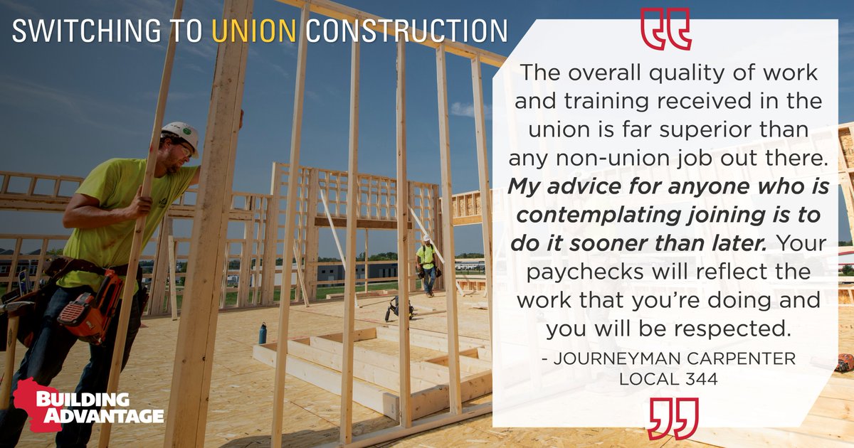 Taking your skillset to a #union contactor means higher wages, premium benefits, recognition for your hard work and a focus on safety and training. Reach out today to get connected to a union representative and get started on a better #careerpath 🛠 buildingadvantage.org/becoming-a-uni…