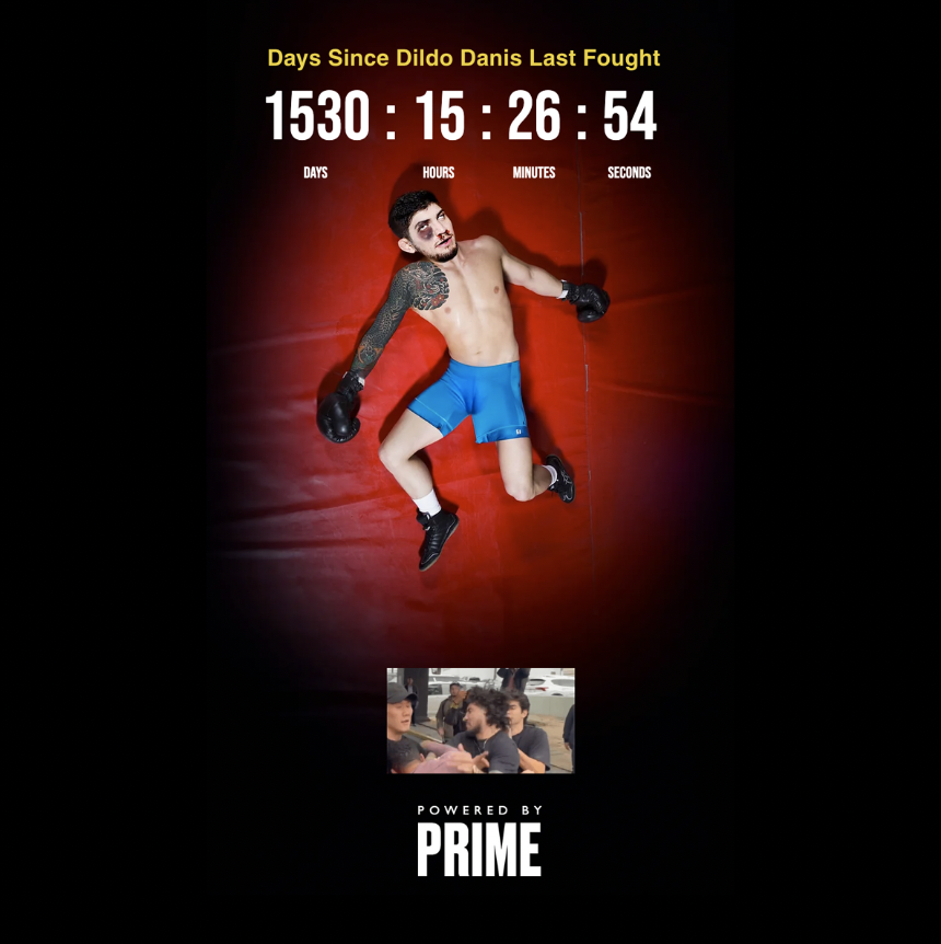 Dexerto's tweet photo. Logan Paul made a website that tracks how many days it has been since Dillon Danis last fought https://t.co/JIIjMTyF5L