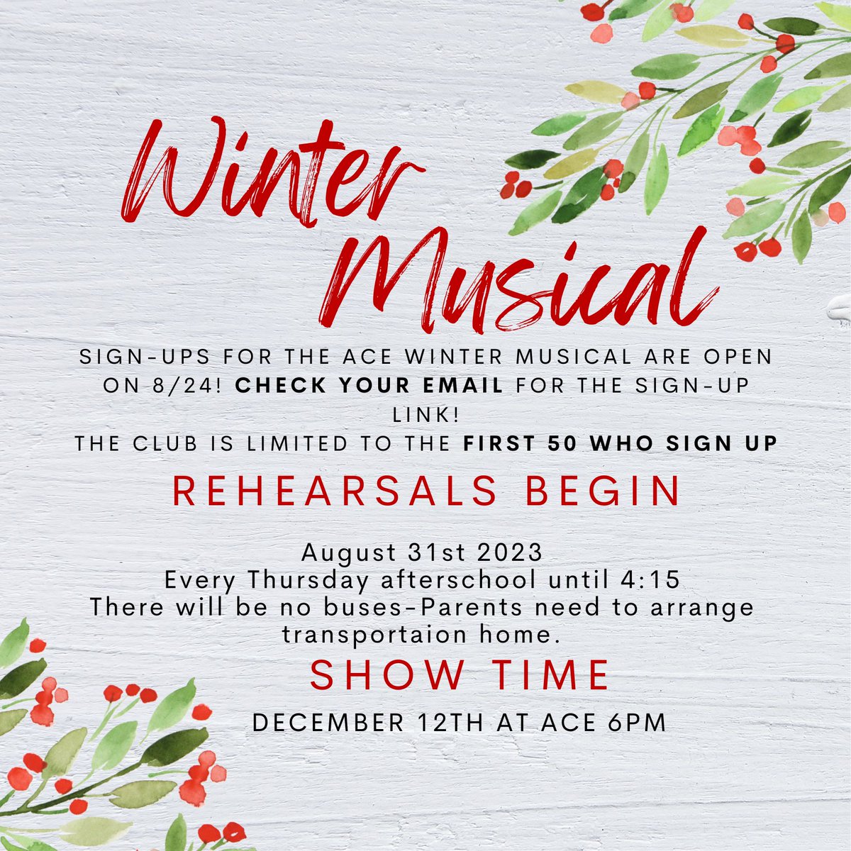 Sign up link will be emailed to you after school on Thursday! I am excited to get our drama club running! <a href="/HumbleISD_ACE/">Autumn Creek Elementary</a>