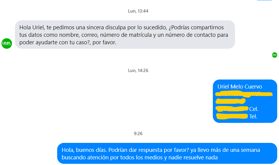 Urielmc's tweet photo. @Utel_ Les escribí por Facebook y siguen sin dar respuesta, vía telefónica tampoco, nunca entra la llamada. Diganme, ¿Cuál es el medio por el cual si responden? https://t.co/wzRFieuwec