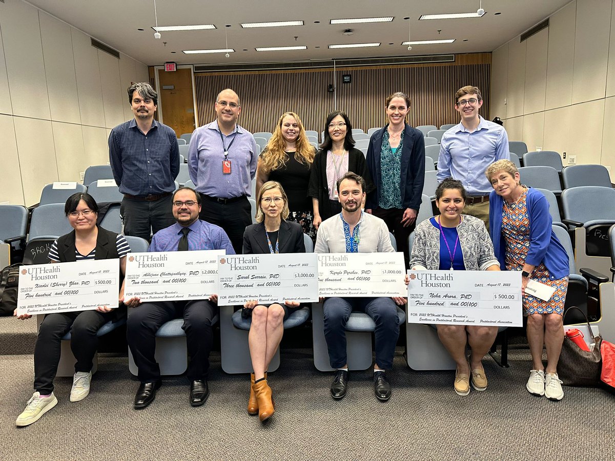 Kylomonas's tweet photo. Was a real privilege organising the President's Excellence in Postdoctoral Research last week. Fantastic work right on our doorsteps. Special thanks to our judges &amp; congrats to Dr. @SarahSurrain from the Children's Learning Institute, who was our top finalist! @UTHealthHouston https://t.co/YDVkiXHLSS