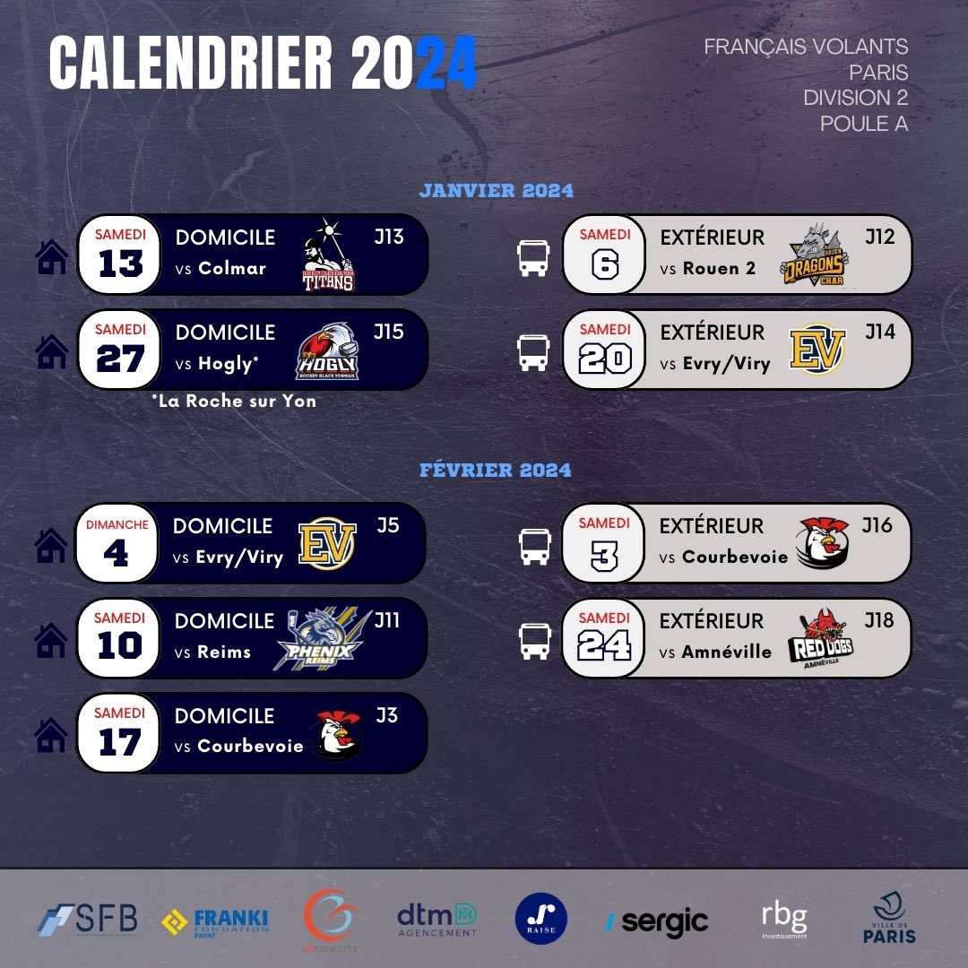 𝐂𝐀𝐋𝐄𝐍𝐃𝐑𝐈𝐄𝐑 𝐒𝐀𝐈𝐒𝐎𝐍 𝟐𝟎𝟐𝟑/𝟐𝟎𝟐𝟒

Retrouvez le calendrier complet 2023/2024 de notre équipe première. 

Nos Volants auront besoin de votre soutien une nouvelle fois cette année pour rester sur la même lancée que l’incroyable saison dernière !