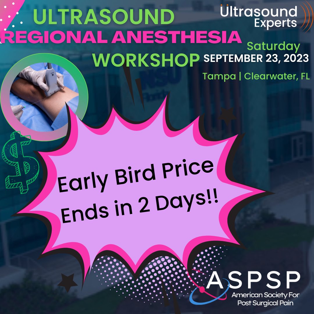 Learn how an out of plane approach to nerve blocks can make its'safer, easier & faster' at our Ultrasound Regional Anesthesia workshop. Register now to save $500! @ASPSP_Pain #ultrasound #tampa #nerveblocks #education #cme Register: 👉lnkd.in/gJrCsB9r