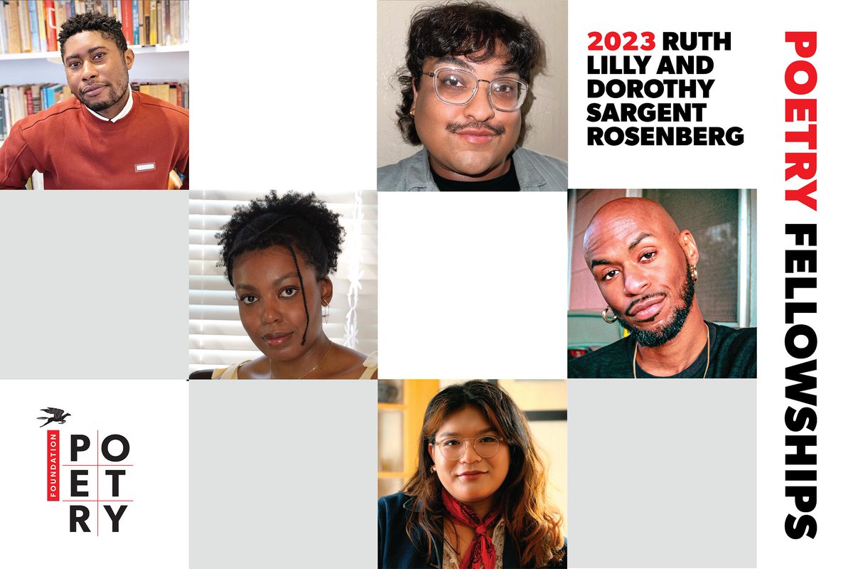 PoetryFound's tweet photo. Please join us in congratulating the five 2023 Ruth Lilly &amp; Dorothy Sargent Rosenberg Poetry Fellows, Bhion Achimba, Roda Avelar, Ariana Benson, Chrysanthemum, and Willie Lee Kinard III! 🎉 🎉 🎉 🎉 🎉   https://t.co/WFvG8H3Tbb https://t.co/BS9SzzzYar