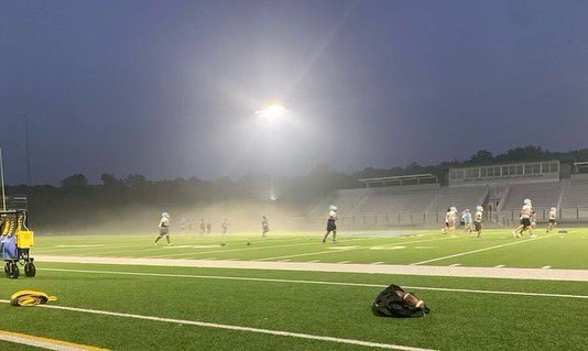 It was a little foggy at practice this morning.  Blue Jays are still working hard!  🏈🐦 #westmofb