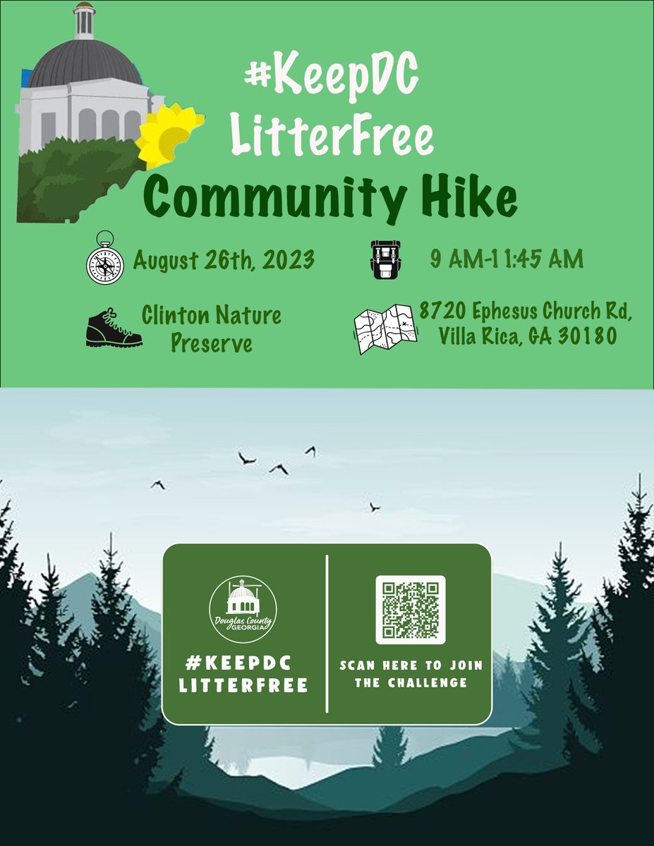 Come out and join us for a Community Hike this Saturday morning at 9:00AM at Clinton Park Nature Preserve. #keepdouglascountybeautiful #KeepDCLitterFree