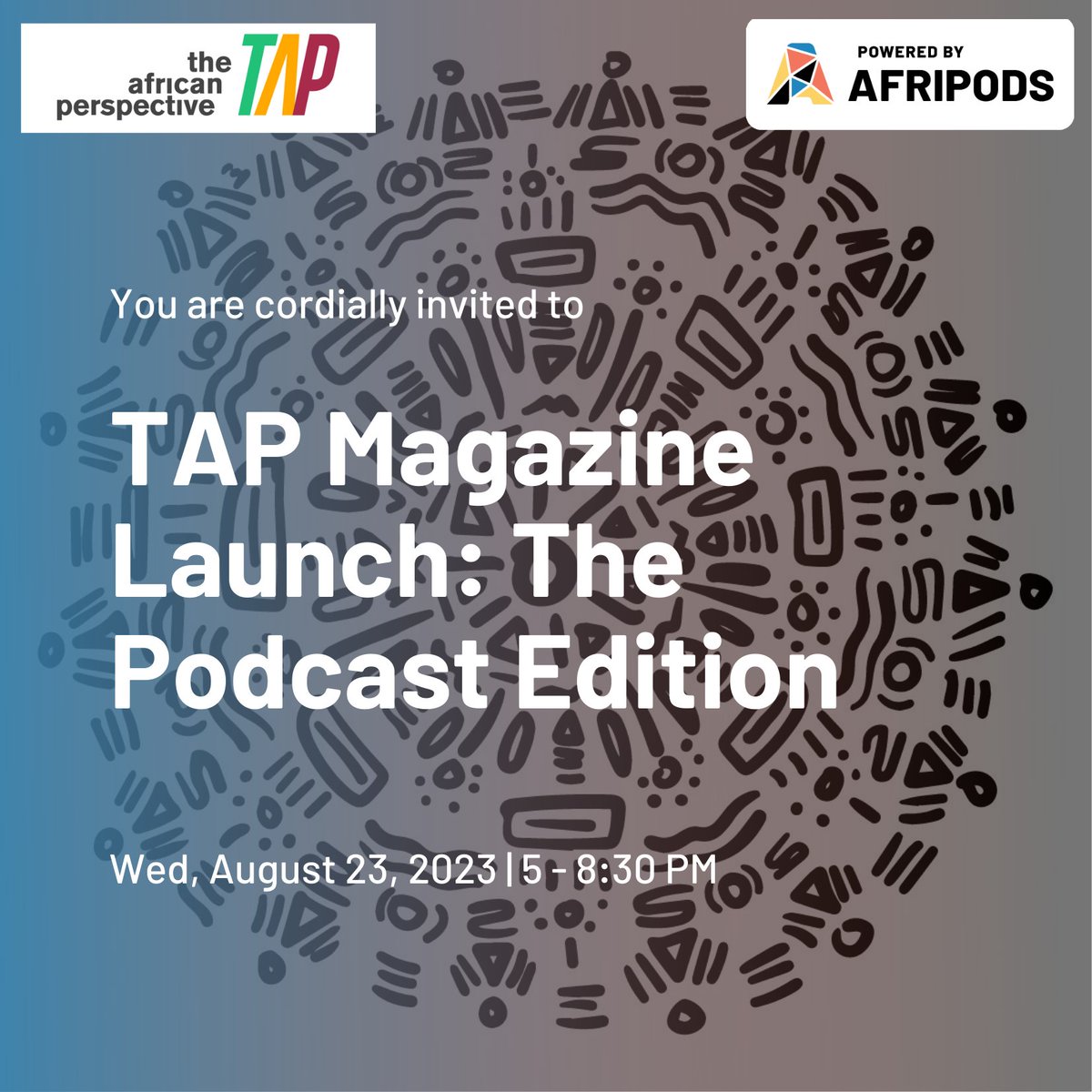 Calling Kenyan podcasters!

We have an event tomorrow to celebrate the launch of the 18th edition of @TAP_Magazine : The Podcast Edition. We would love to have you join us.

Must show ticket on entry! 🙂

Space is limited. RSVP here bit.ly/3KQdxax

#TAPTakeover