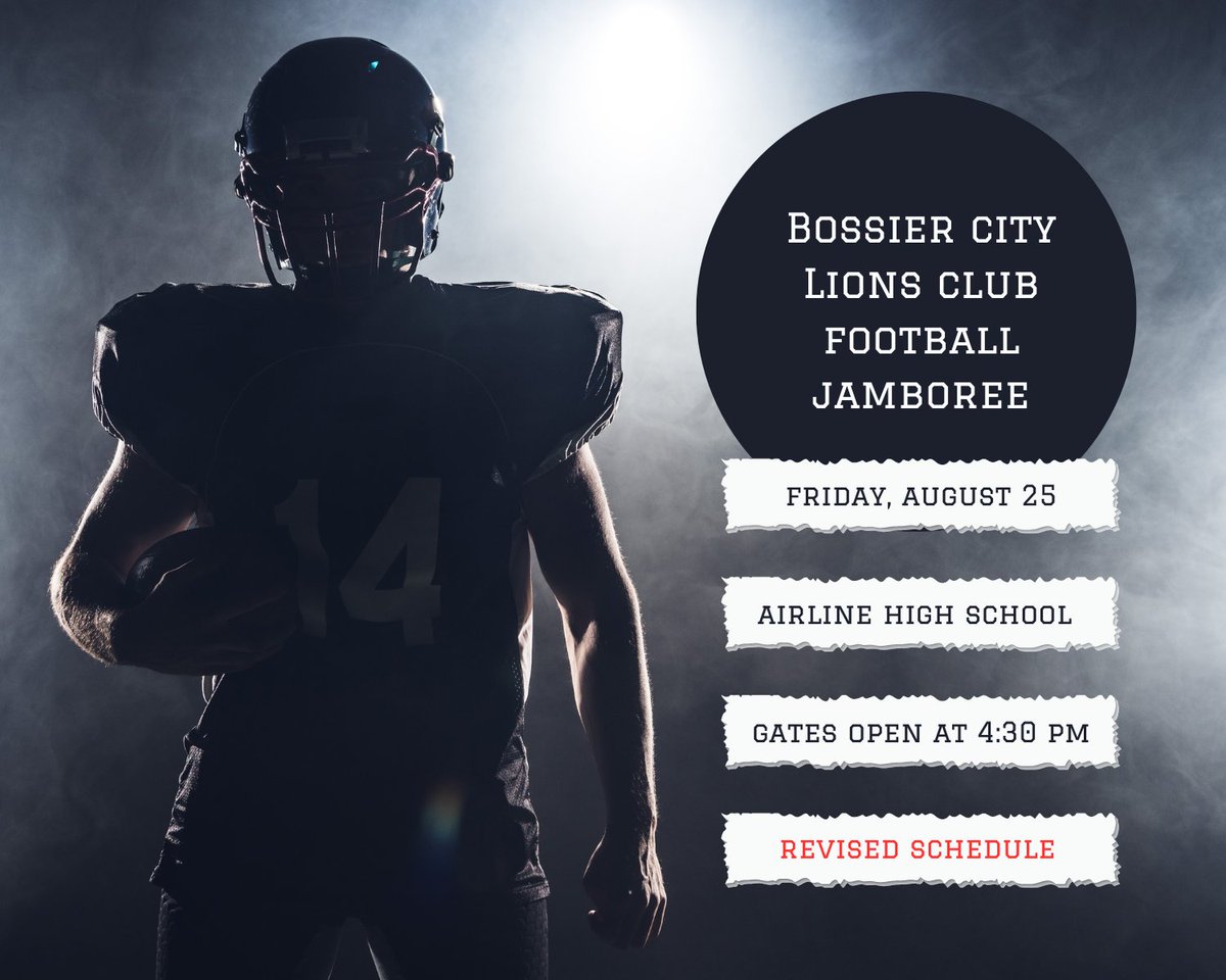Please note the REVISED Scheduled for the annual Lions Club Football Jamboree. 👉bit.ly/3QNaQKM #BossierSchools