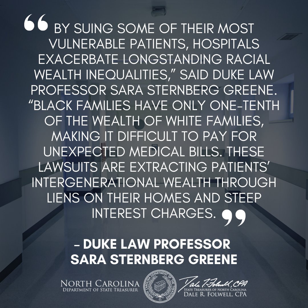 NC Department of State Treasurer (@nctreasurer) on Twitter photo Discover the shocking findings on the use of courts by #NC #hospitals to collect medical debt. Read <a href="/TheWilsonTimes/">The Wilson Times</a>' article featuring reports from <a href="/DukeLaw/">Duke Law</a> and the Department of State Treasurer. #ncpol #ncga #ncleg #healthcare #medicaldebt
📰 Article: restorationnewsmedia.com/articles/wilso… Discover the shocking findings on the use of courts by #NC #hospitals to collect medical debt. Read <a href="/TheWilsonTimes/">The Wilson Times</a>' article featuring reports from <a href="/DukeLaw/">Duke Law</a> and the Department of State Treasurer. #ncpol #ncga #ncleg #healthcare #medicaldebt
📰 Article: restorationnewsmedia.com/articles/wilso…