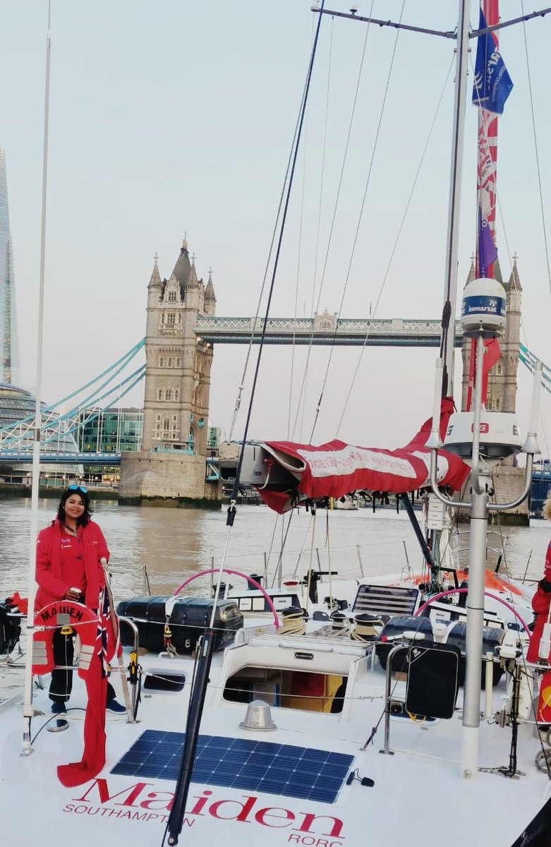 IndiannavyMedia's tweet photo. Fair #winds &amp; following #Seas 
LtCdr Payal Gupta, the crew of @Indiannavy's all-women Navika Sagar Parikrama 2017-2018; joins the all-women international crew of sailing vessel #Maiden to participate in #OceanGlobeRace comprising 30 sailing vessels from various countries https://t.co/hikoVxSxAq