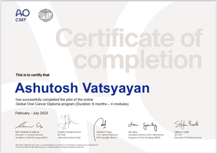 themaxfacguy's tweet image. It was an excellent learning &amp;amp; enriching experiencing as part of the AOCMF Global Oral Cancer Diploma Programme.
Special thnx to the AOCMF organisation for this wonderful programme.
#AOCMF #oralcancer #maxillofacial #omfs #oncology #reconstruction #aomsi #iaoms #iaoo