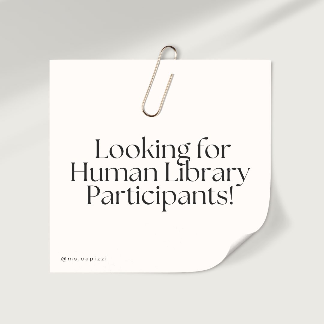 We are hoping to host a Human Library event for our Cultural Exploration students and are in search of participants! If you are interested or would like more info, please send me a message. Please pass this along to anyone who you think might be interested! <a href="/FRCCenturions/">FRC Centurions</a>