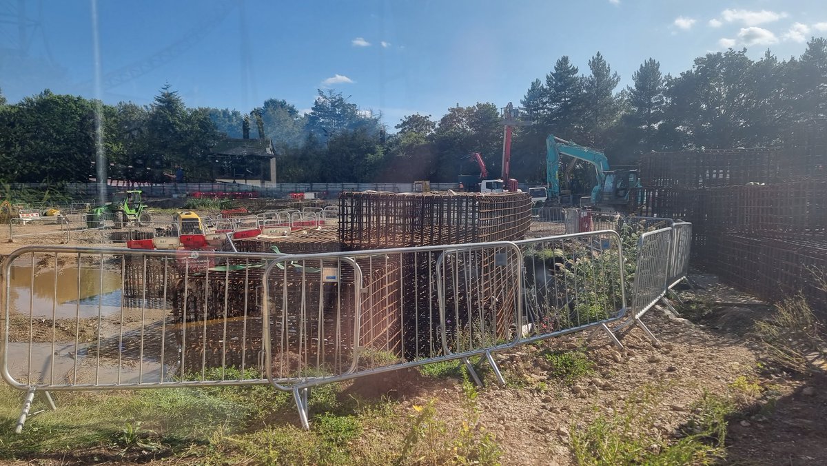A look at the new construction walls around Project Exodus, including a peek through one of the newly installed viewing holes!