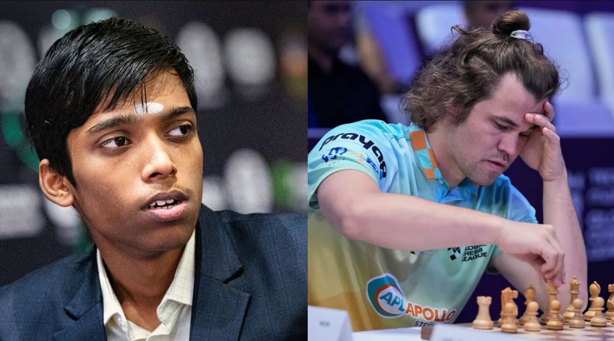 T_Insight_Daily's tweet photo. Chess World Cup final 2023 Highlights:
R Praggnanandhaa vs Magnus Carlsen: First Game Ends In A Draw
#ChessWorldCup #chessWorldCup2023 #Praggnanandhaa #MagnusVsPragg #India #Chess https://t.co/QeHIg2XhBo