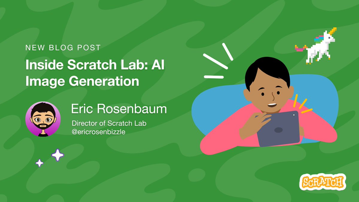 Scratch Team (@scratch) on Twitter photo Should kids explore AI in school? What are the risks and rewards? Join <a href="/ericrosenbizzle/">Eric Rosenbaum</a> to learn more about Scratch's explorations in AI image generation, and meet some rainbow dragons along the way! ππ medium.com/scratchteam-blβ¦ Should kids explore AI in school? What are the risks and rewards? Join <a href="/ericrosenbizzle/">Eric Rosenbaum</a> to learn more about Scratch's explorations in AI image generation, and meet some rainbow dragons along the way! ππ medium.com/scratchteam-blβ¦
