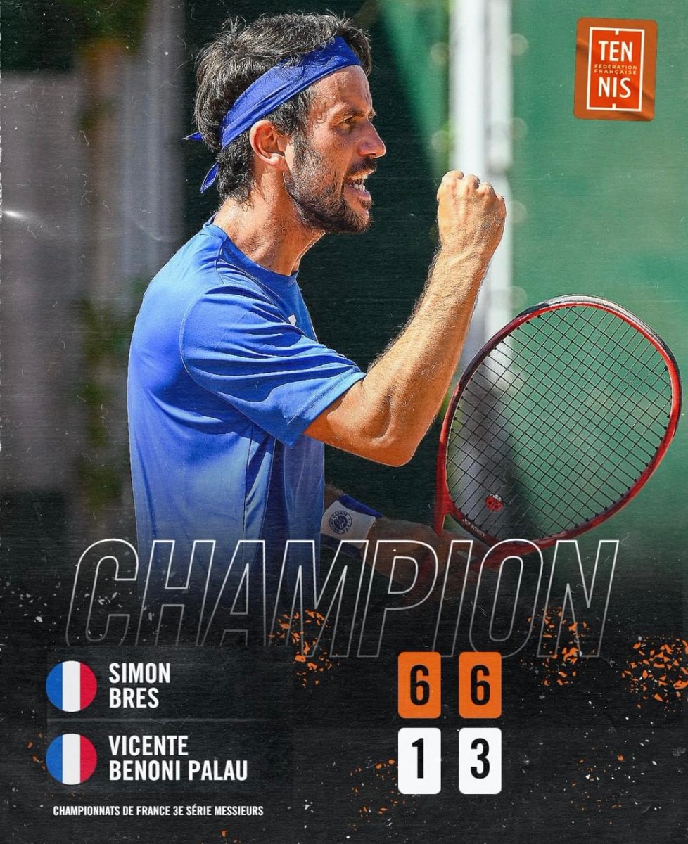 Simon Bres 🏆🏆🏆

Grâce à un succès en deux sets, 6/1, 6/3, Simon Brès est devenu Champion de France 3eme Série 👏

🎾 Une incroyable performance pour le pensionnaire du TC Miomo qui offre à notre Ligue un nouveau titre de Champion de France !

Forza Simon ! Simu fieri di tè 💪