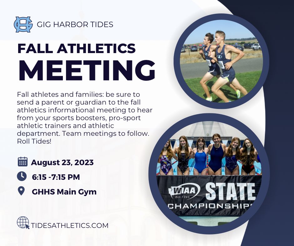 Tides fall athletes - fall sports kick off and individual team meetings are this Wednesday! 🌊