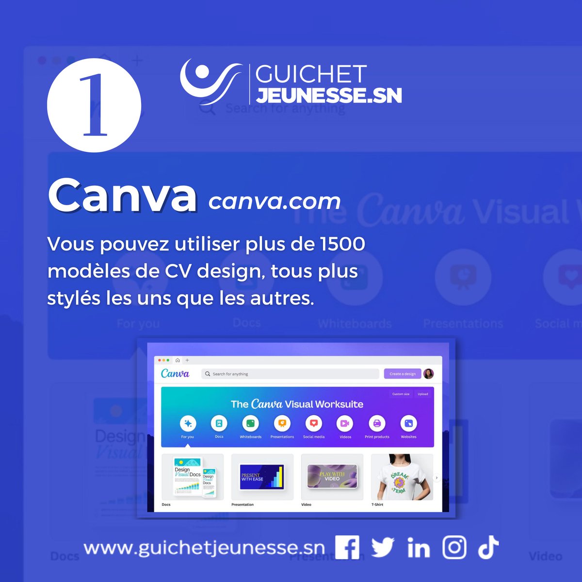 Guichetjeunesse's tweet photo. #TipTuesday 💡Tu prévois de refaire ton CV 📝💼 et tu veux qu’il soit à la hauteur de tes compétences et de ta personnalité ? ⬇ Nous avons 3 outils à te proposer pour t’aider. 🚀😃
#tipsCV #astuces #ConseilsCarrière #ressources #emploi #jeunes #senegal #GuichetJeunesse #bokk https://t.co/Oh994Z7JmH