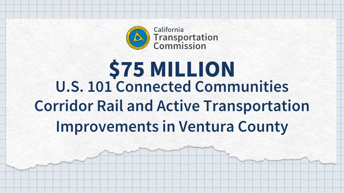 U.S. 101 Connected Communities Corridor Rail and Active Transportation Improvements in Ventura County supports #transportation equity w/ a new rail track to provide capacity for more passenger trains and new bicycle and pedestrian pathways. #SB1  <a href="/MoniqueLimonCA/">Senator Monique Limón</a> <a href="/asmstevebennett/">Assemblymember Steve Bennett</a>