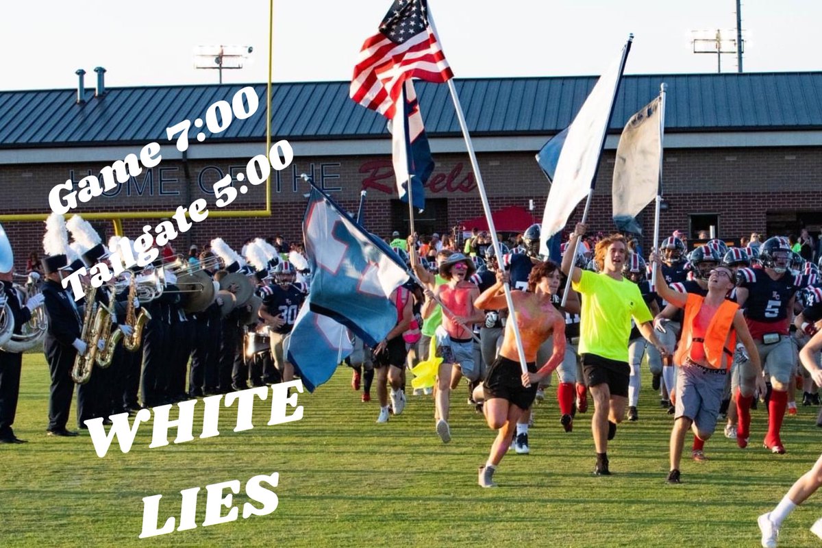 ‼️LISTEN UP FRANKLIN COUNTY‼️ 
Big game this Friday at 7:00
Tailgate in the parking lot at 5:00
❗️BRING YOUR OWN FOOD❗️
Theme is white lies.
Show up and show out.