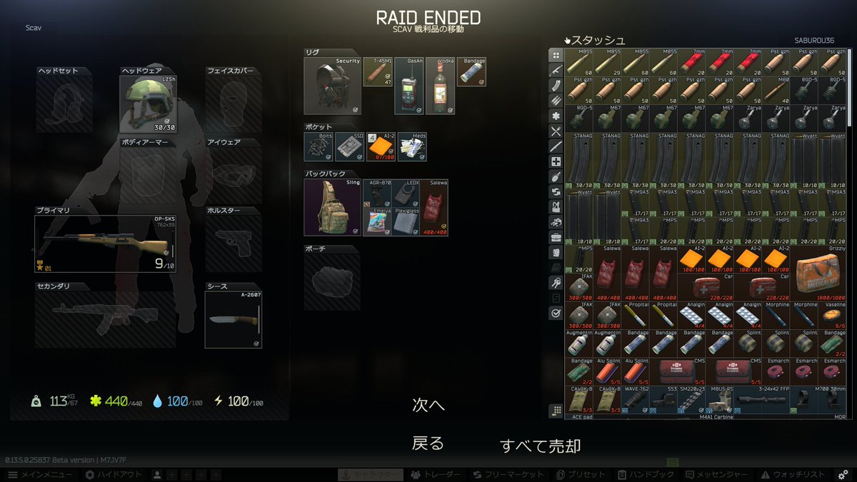 今季初すかぶで初めてのくわがたげっちゅ
まだレベル２
＃タルコフ