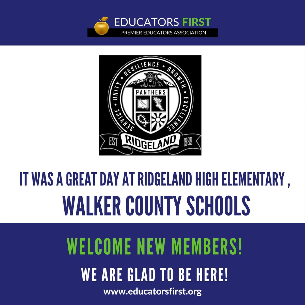 educators1st's tweet image. Walker County Schools, we enjoyed being with you today.  Welcome new members!  Want the BEST JOB PROTECTION?  Join TODAY at EducatorsFirst.org

@EducatorsFirst
@WalkerCountySchools