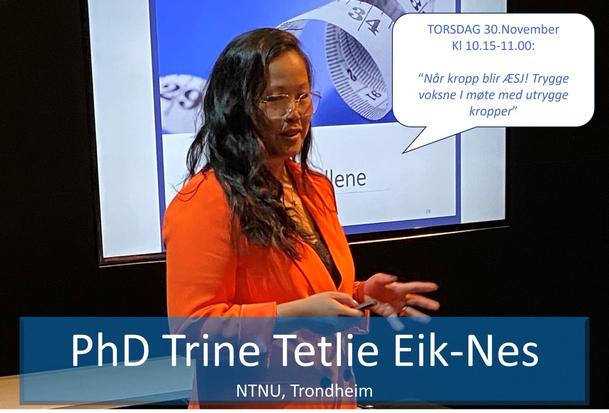 På <a href="/NSFSF_no/">NSFSF</a> sitt seminar i november møter du blant annet forsker <a href="/TetNes/">Trine Tetlie Eik-Nes</a> fra <a href="/NTNU/">NTNU</a> i programmet.
Trine er opptatt av å utvikle og teste forebyggende prosjekt for barn og unge med mål om «tryggere kropper», og bidrar med erfaringsutveksling og råd fra sin forskning: