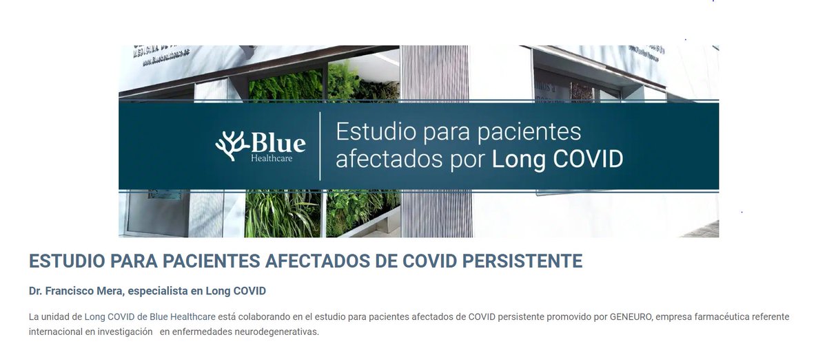 bluehealthcare.es/estudiolongcov…
Si eres mayor de edad sufres de fatiga física y/o mental después de haber padecido COVID , te invitamos a participar de  estudio clínico. 
clicka el enlace y se pondran en contacto contigo.
Mas información en el enlace.