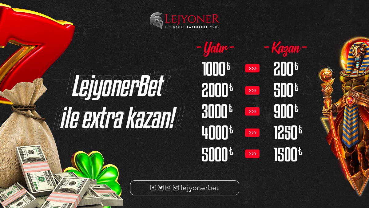 🎁 Lejyonerbet'ten bankaları kıskandıran faiz!

🏦 Yatırdığın oranda nakit para anında hesabına yüklensin!

🏆 İster spor bahisleri, 🎰 ister slot oyunları oyna!

🤩 İhtişamlı zaferlere yürü!

🛡 Giriş: shoort.us/lejyoner 

#Lejyonerbet #ÇevrimsizBonus