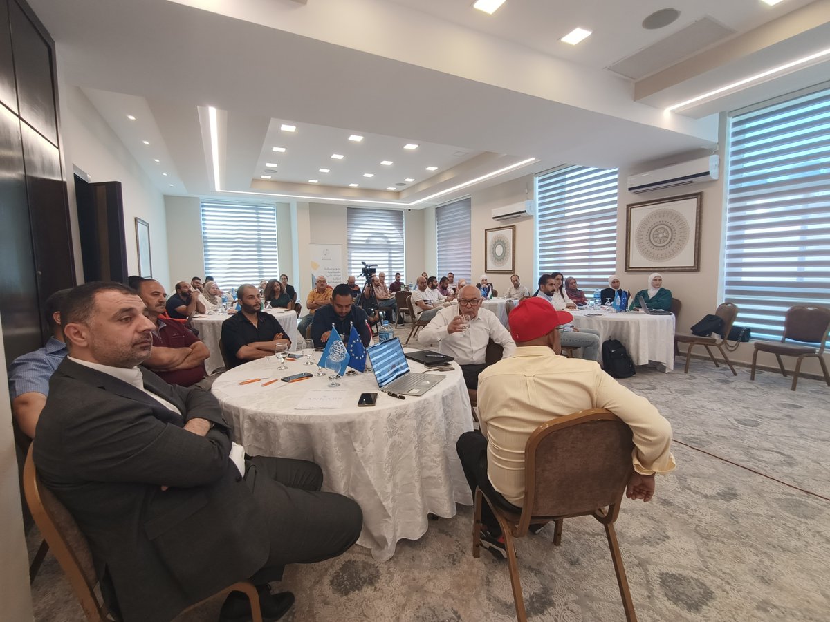 moustadama's tweet photo. "Industrial #netmetering is key to steering our #energy landscape towards sustainability" said @aelfarra at new #policy training organized by #MOUSTADAMA. The 3⃣day workshop gathers stakeholders to discuss solutions to accelerate the adoption of sustainable energy solutions in 🇵🇸 https://t.co/7qKBWCFOmw