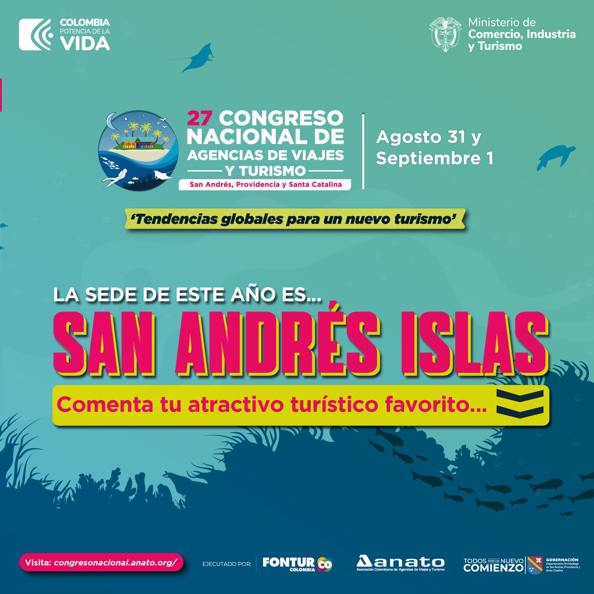 GobernacionSai's tweet photo. #SecTurismo| #DebesSaber: seremos la sede de la nueva edición del Congreso Nacional de Agencias de Viajes y Turismo de @AnatoNacional 

La isla será el epicentro de esta movida que busca el fortalecimiento de la industria y ofrecer lo mejor a los visitantes. @EVERTHHAWKINS https://t.co/rOAGPsAVZl