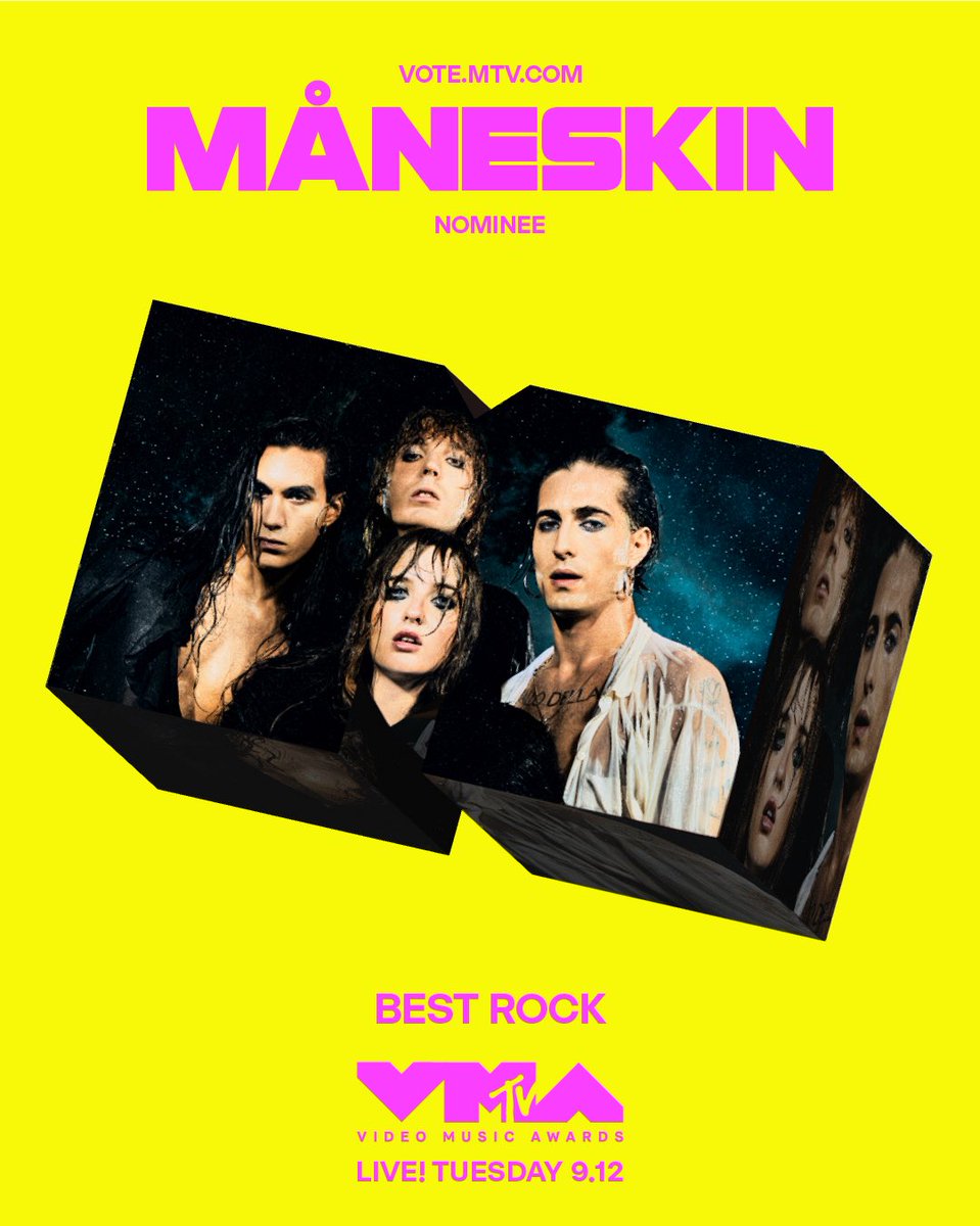 thisismaneskin's tweet photo. We’re also nominated for BEST ROCK this year at the #VMAs 🌟 Get ur finger ready and keep on voting for us everyday until Sept. 1st!! https://t.co/Ojd93jLwg4 💘 https://t.co/FJFEaw4beK