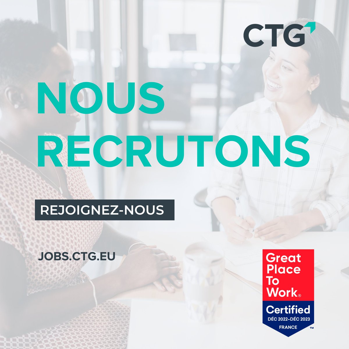 🚨 CTG #Recrute 🚨 

Nous sommes à la recherche de nouveaux talents pour renforcer nos équipes. 

Nous vous invitons à découvrir toutes nos offres d'emploi :  bit.ly/3qLa0Dq

#Emplois #Recrutement #GPTW