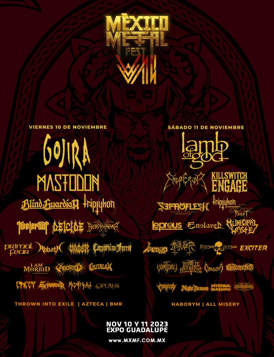 ProduccionTour's tweet photo. Así de Hermoso se mira el Cartel de la edición VII del @mexicometalfest
Corre por tus boletos directamente en la página del Festival y en puntos de ventas Oficiales 
Tour Oficial desde Veracruz 🔥 https://t.co/tubPh3O4XP