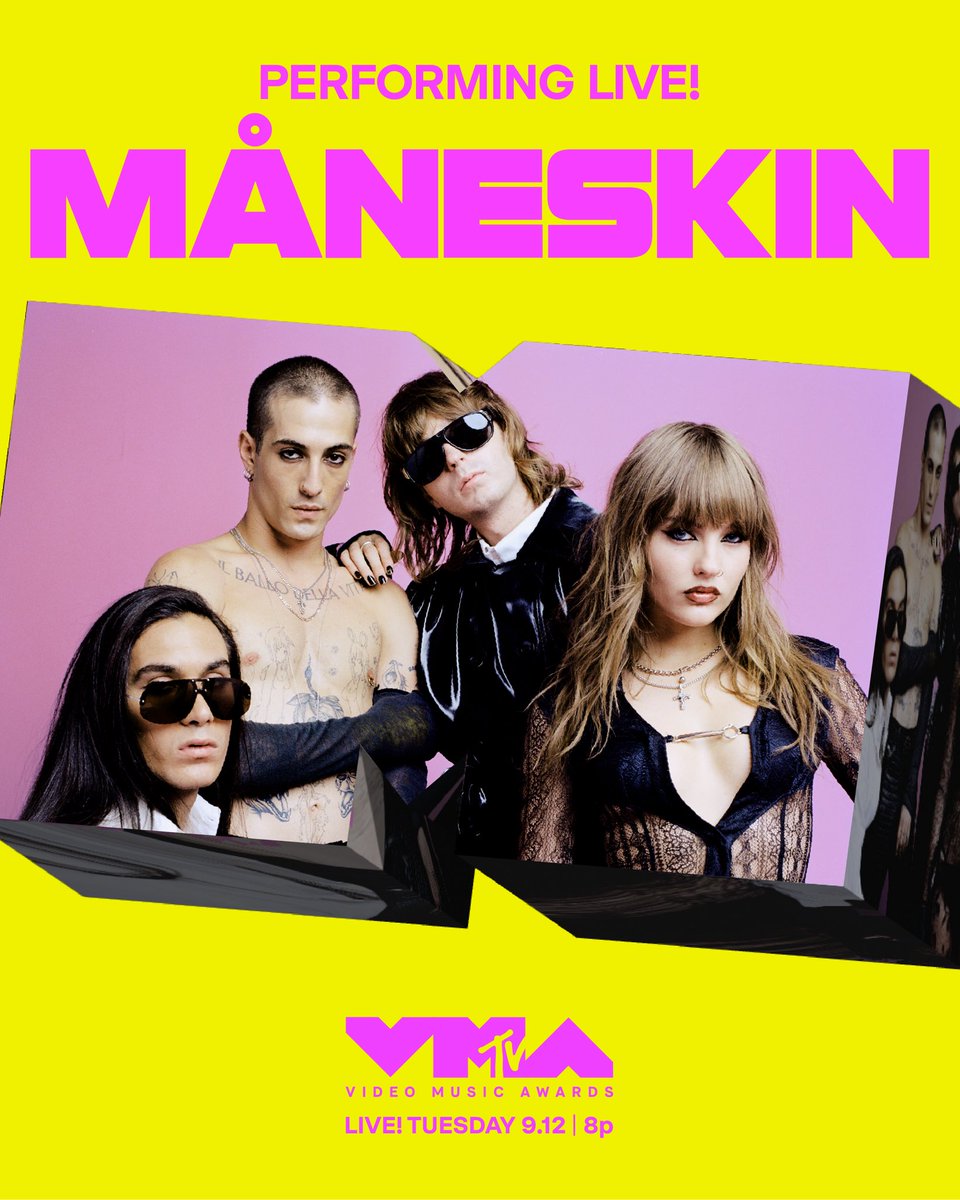 thisismaneskin's tweet photo. We’re sooo ready to bring some HONEY on the stage of the @vmas!! 💘 Don’t miss the live performance of our new single on September 12th on @MTV 💋 https://t.co/vnNSytJ2pE
