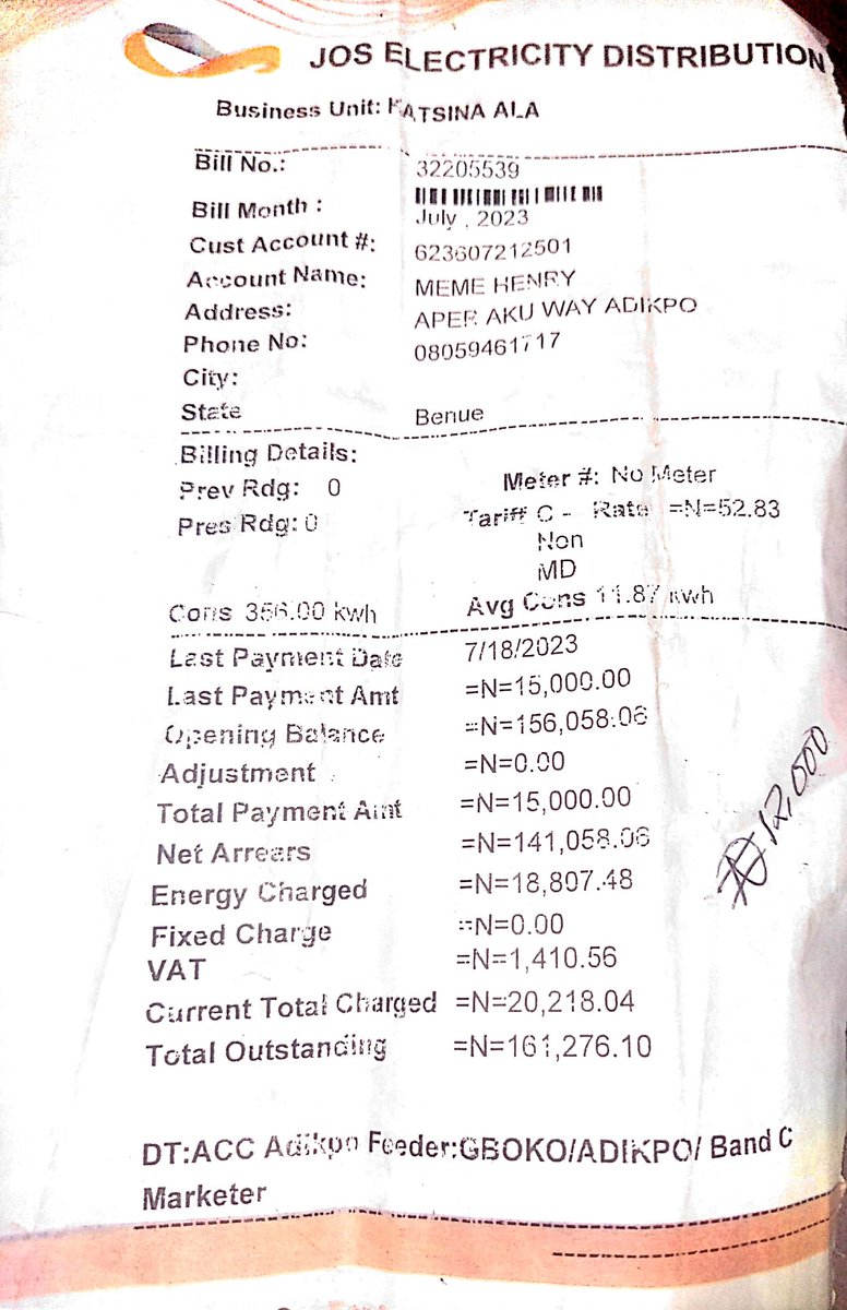 ongouja's tweet photo. @NERCNG @NERCNG JEDC  has made life really difficult for me and my co-tenants. 
Adikpo is small town with very little business activity and no bank presence. With the epileptic power supply we experience JEDC raised our bill from around 12k to 20k and further disconnected after payment. https://t.co/hobBQEceHy