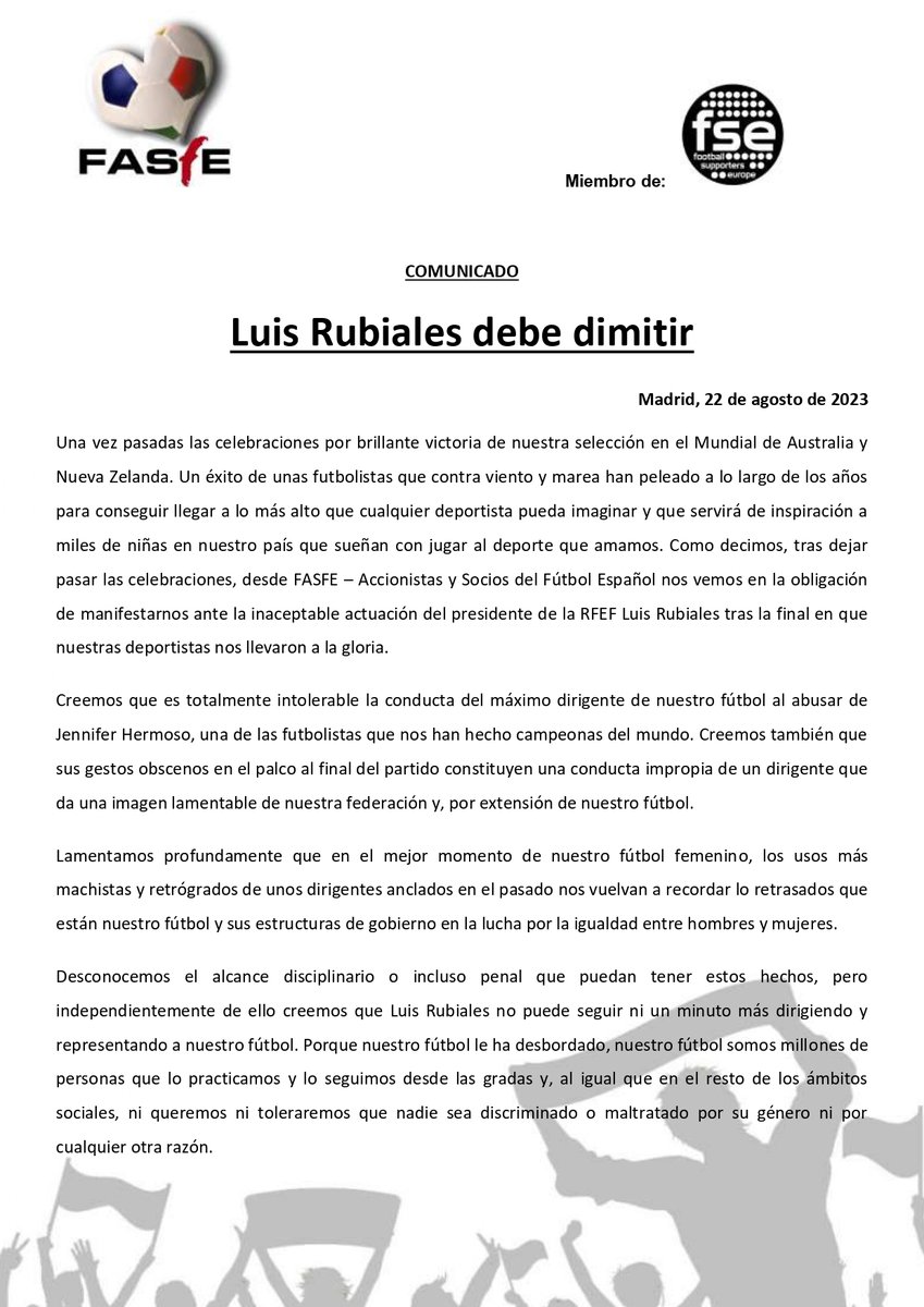 🗣️COMUNICADO

Luis Rubiales debe dimitir