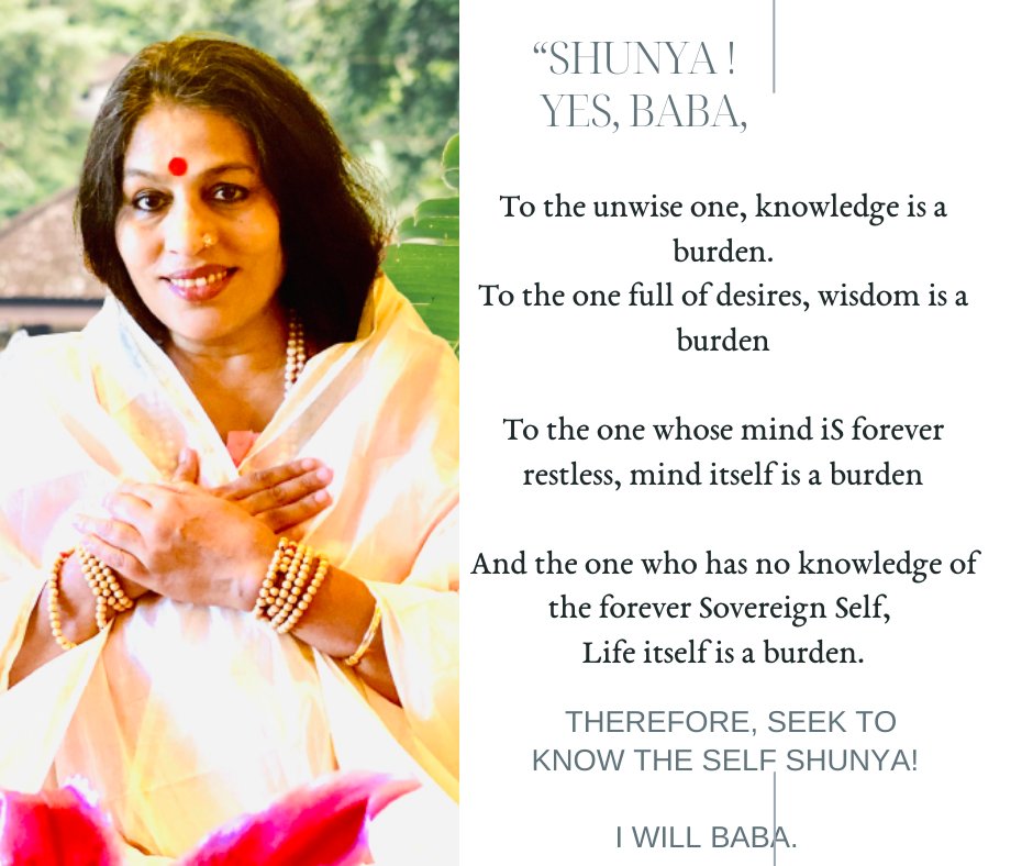AcharyaShunya's tweet photo. "Unwise: knowledge's burden. Desires: wisdom's weight. Restless: mind's load. Ignorance: life's heaviness."
Get your Sovereign Self Audiobook read by me. Click below: 
https://t.co/WUUyc7gkLe

#sovereign #sovereignself #vedicwisdom #restless https://t.co/TZ5vlDS1vl