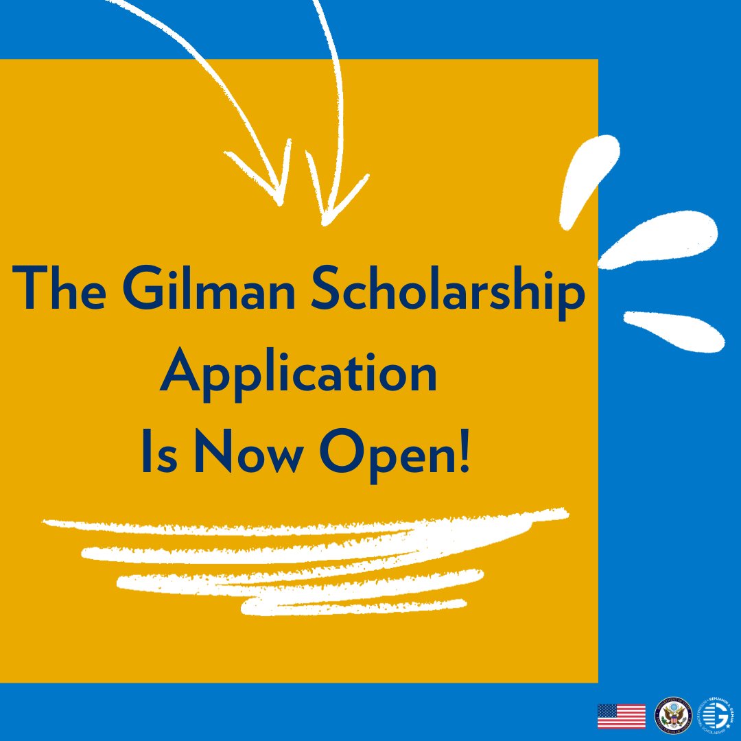 Gilman Scholarship Application Is Now Open! 
Thinking about studying/interning abroad? Receive up to $5K (or up to $8K if studying a Critical Need Language) to go abroad as a college student if you're a U.S. citizen &amp; Federal Pell Grant recipient!
