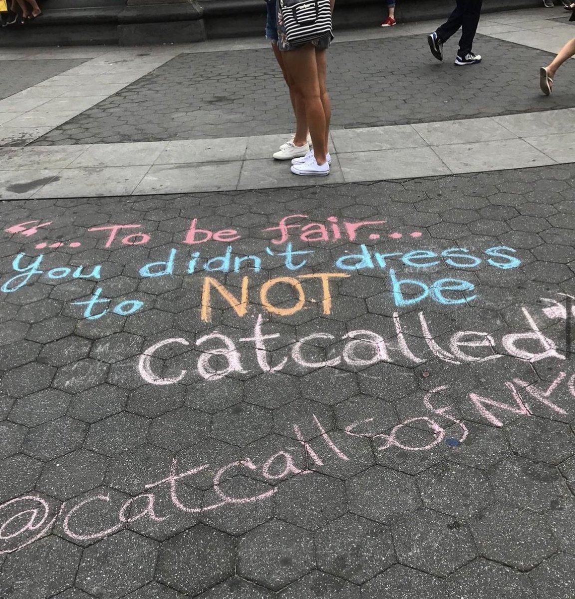 catcallsofnyc_'s tweet image. Many catcalling and harassment stories include victim blaming- the idea that the victim did something to ask for/encourage/deserve the harassment. Harassment is the fault of the harasser, never the victim. #stopstreetharassment #chalkback