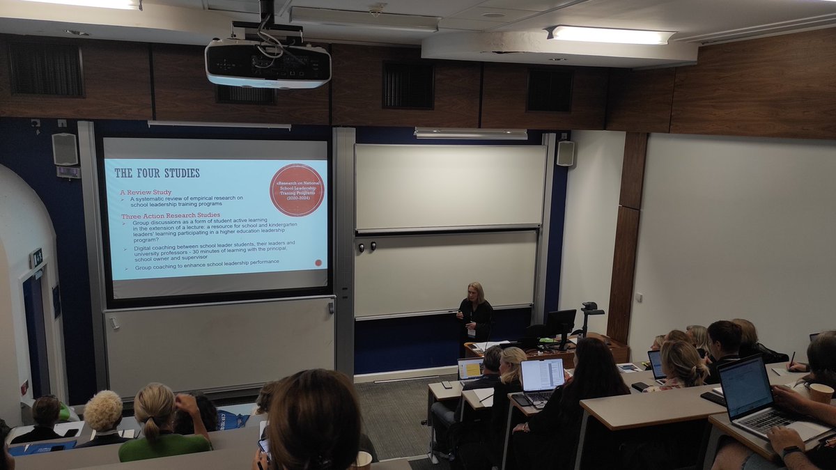 A packed room for the Symposium School Leadership Training Programs for School Leaders’ Professional Development! Fred Carlo Andersen of @OsloMet presents results from a review spanning 10 years! The additional action research studies complete the picture. #ecer #ecer2023