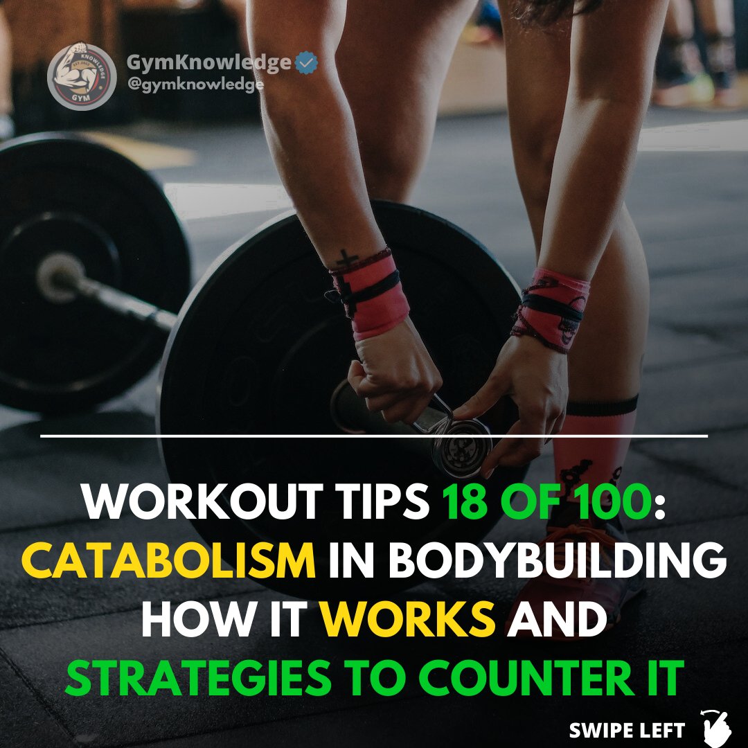 GymKnowledgeOne's tweet image. In the world of fitness, the battle between muscle growth and catabolism is real. 💥 Catabolism, the process where your body breaks down molecules, including precious muscle tissue, can be a formidable opponent to your gains. Here&apos;s a breakdown of how it works. #trainingtips #gym