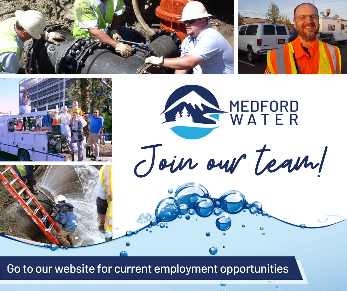 Now hiring! Do you know someone with experience in the water industry or who is looking for an exciting new start? Medford Water has some great opportunities available on our Engineering team; go to bit.ly/3sm2vn9 for more info.
#WaterJobs #WorkInWater #WaterWork