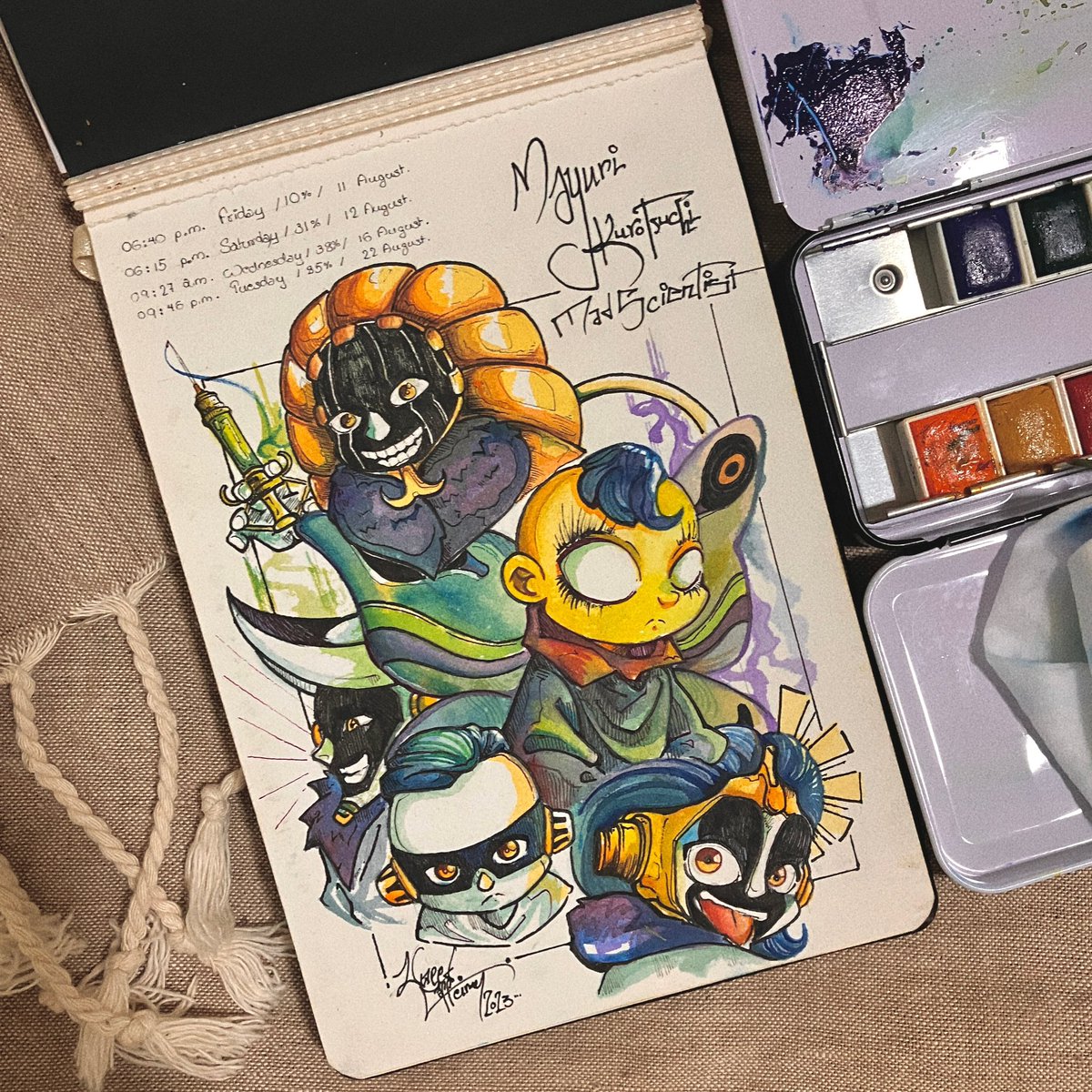 🧪

MAYURI KUROTSUCHI 
Mad scientist from Bleach. 

Illustrated by uneedcaffeine
Mayuri and his zanpakutō Ashisogi Jisō used to be in my least-fav character list. And now, here is me making their fan art.
#Bleachfanart #mayurikurotsuchi #watercolour 
#Watercolourpainting 
#fanart