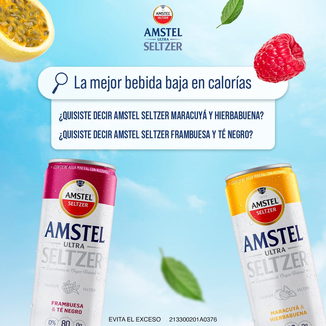 AmstelSeltzer's tweet photo. Se dice y no pasa nada, la mejor bebida baja en calorías se deletrea así:
A M S T E L  U L T R A  S E L T Z E R  😎 👀. https://t.co/YAB7gPmCKX