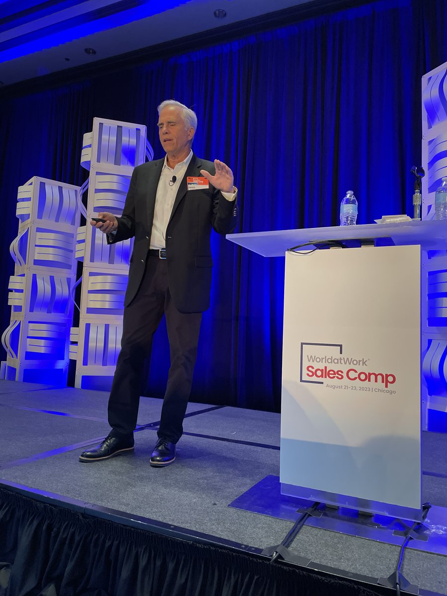 WorldatWork's tweet image. If anyone can challenge the norm in #SalesCompensation, it is the legendary David Cichelli, Revenue Growth Advisor, The Alexander Group. His session at @WorldatWork #SalesComp23 offered insights on when comp drives behaviors, its limits, and how it fits into your sales strategy!
