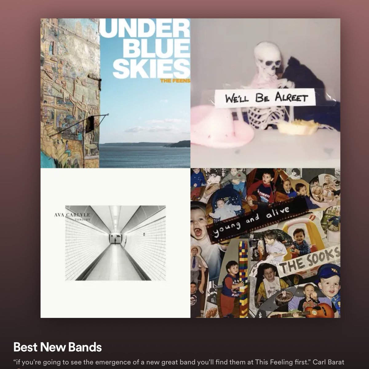 This Feeling (@this_feeling) on Twitter photo Best New Bands playlist adds 32/2023 🎸🔥
<a href="/feensband/">THE FEENS</a>
@banditmusicuk
<a href="/avaacarlyle/">Ava Carlyle</a>
<a href="/Thesooksband/">The Sooks Band</a>
<a href="/MickyyGall/">Michael Gallagher</a>
<a href="/DeadPonyBand/">Dead Pony</a>
<a href="/TheSilverLines1/">THE SILVER LINES</a>
<a href="/BILKBANDPAGE/">Bilk.</a>
<a href="/TheCovasettes/">The Covasettes 🐄</a>
<a href="/thesukisband/">The Sukis</a>
<a href="/slaneybay/">Slaney Bay</a>
<a href="/VelvetStarlings/">Velvet Starlings</a>
<a href="/oliiharris/">Oli Harris</a>
@thewhiterosesmusic & more!
🔊 open.spotify.com/playlist/3ku8L… Best New Bands playlist adds 32/2023 🎸🔥
<a href="/feensband/">THE FEENS</a>
@banditmusicuk
<a href="/avaacarlyle/">Ava Carlyle</a>
<a href="/Thesooksband/">The Sooks Band</a>
<a href="/MickyyGall/">Michael Gallagher</a>
<a href="/DeadPonyBand/">Dead Pony</a>
<a href="/TheSilverLines1/">THE SILVER LINES</a>
<a href="/BILKBANDPAGE/">Bilk.</a>
<a href="/TheCovasettes/">The Covasettes 🐄</a>
<a href="/thesukisband/">The Sukis</a>
<a href="/slaneybay/">Slaney Bay</a>
<a href="/VelvetStarlings/">Velvet Starlings</a>
<a href="/oliiharris/">Oli Harris</a>
@thewhiterosesmusic & more!
🔊 open.spotify.com/playlist/3ku8L…